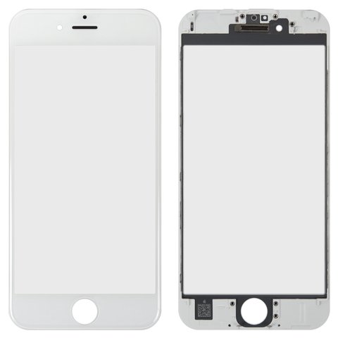 Стекло корпуса для iPhone 6S, с рамкой, с OCA пленкой, белое