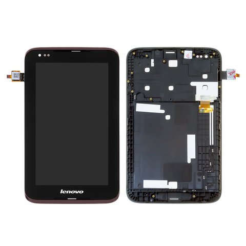 Дисплей для Lenovo IdeaTab A1000, коричневый, с рамкой, Original