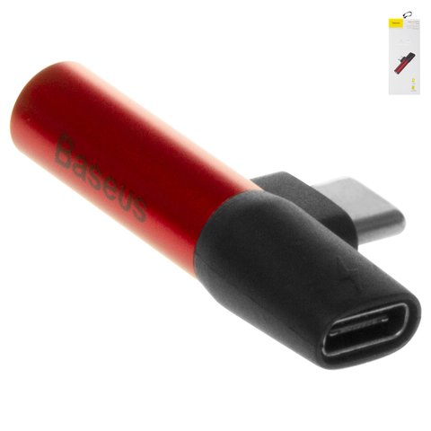 Адаптер Baseus L41, с USB тип C на 3,5 мм 2 в 1, не поддерживает функции микрофона, USB тип C, TRS 3.5 мм, красный, 1 А, #CATL41 91