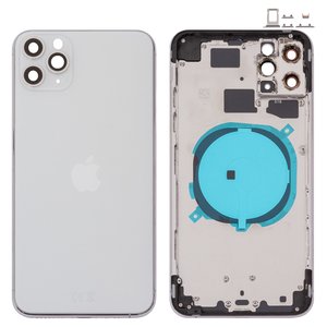 Корпус для iPhone 11 Pro Max, сріблястий, з тримачем SIM карти, з боковими кнопками, matte silver