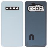 Задня панель корпуса для Samsung G973 Galaxy S10, біла, із склом камери