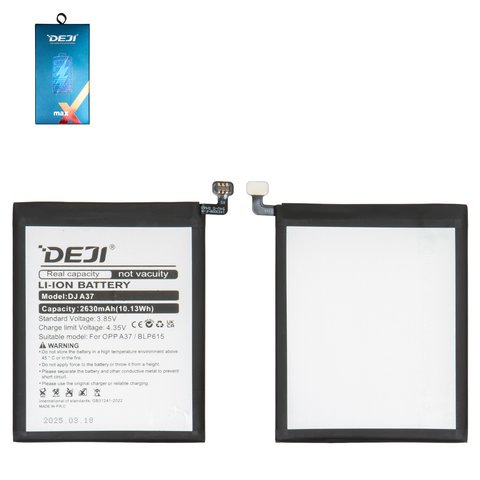 Акумулятор Deji BLP615 для Oppo A35, A37, Li ion, 3,8 В, 2630 мАг