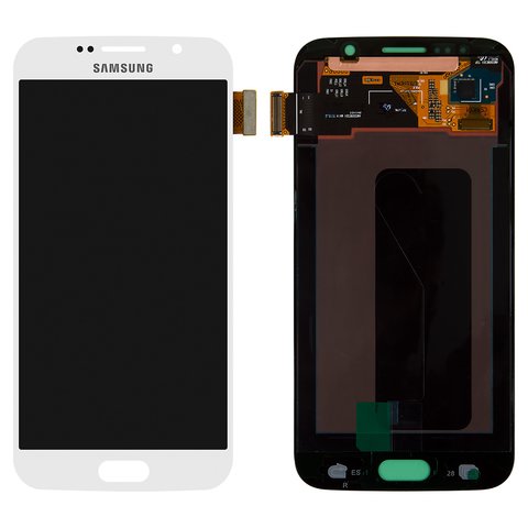 Pantalla LCD puede usarse con Samsung G920 Galaxy S6, blanco, sin marco, original vidrio reemplazado 