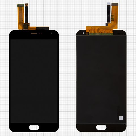 Pantalla LCD puede usarse con Meizu M2 Note, negro, tipo 1 , sin marco, con cable plano amarillo