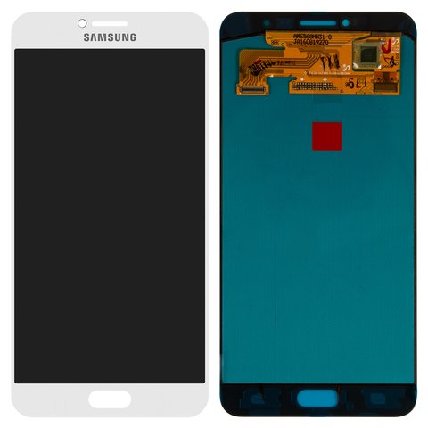 LCD compatible with Samsung C7000 Galaxy C7, white, without frame, Original PRC , original glass 