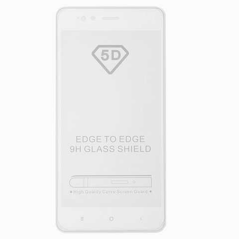 Tempered Glass Screen Protector All Spares compatible with Xiaomi Mi 5X, Mi A1, 0,26 mm 9H, 5D Full Glue, white, the layer of glue is applied to the entire surface of the glass, MDG2, MDI2, MDE2 