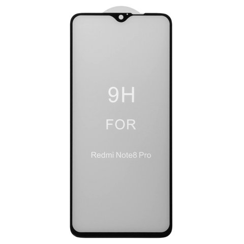 Tempered Glass Screen Protector All Spares compatible with Xiaomi Redmi Note 8 Pro, 5D Full Glue, black, the layer of glue is applied to the entire surface of the glass, M1906G7I, M1906G7G 