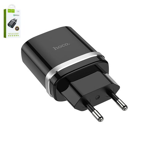 Mains Charger Hoco C12Q, 18 W, Quick Charge, black, 1 output  #6931474716255