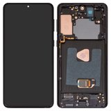 Pantalla LCD puede usarse con Samsung G996 Galaxy S21 Plus 5G, negro, con marco, High Copy, original LCD size, (OLED)