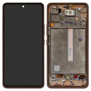 Pantalla LCD puede usarse con Samsung A536 Galaxy A53 5G, rosado, dorado, con marco, Original PRC 