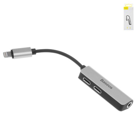 Adapter Baseus L52, Lightning to Dual Lightning + 3.5 3 in1, doesn't support microphone , TRS 3.5 mm, Lightning, silver  #CALL52 S1
