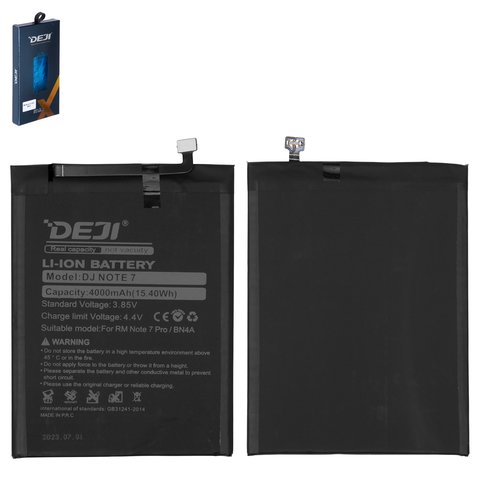 Batería Deji BN4A puede usarse con Xiaomi Redmi Note 7, Redmi Note 7 Pro, Li ion, 3.85 V, 4000 mAh