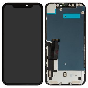 Pantalla LCD puede usarse con iPhone XR, negro, con marco, Original PRC , NEW, LG version