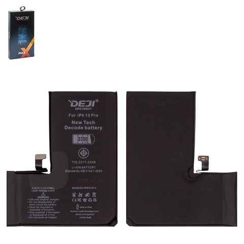 Batería Deji puede usarse con Apple iPhone 13 Pro, Li ion, 3.87 V, 3300 mAh, mayor capacidad, sin mensaje de error, decode battery