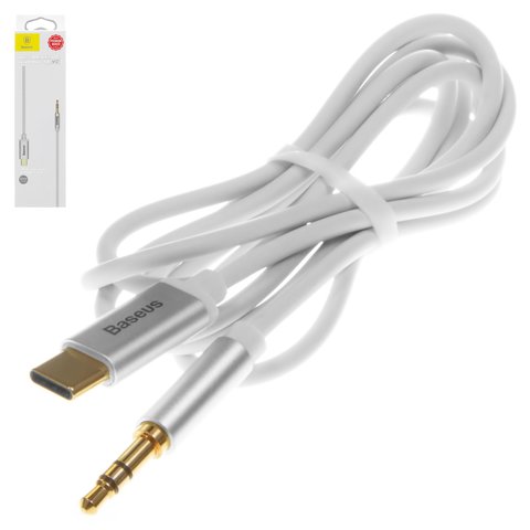 AUX кабель Baseus M01, USB тип C, TRS 3.5 мм, 120 см, белый, #CAM01 02