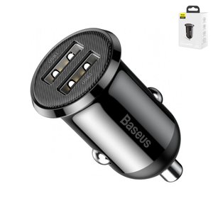 Автомобильное зарядное устройство Baseus Grain Pro, черное, 4,8 А, 2 порта, 12 24 B, #CCALLP 01