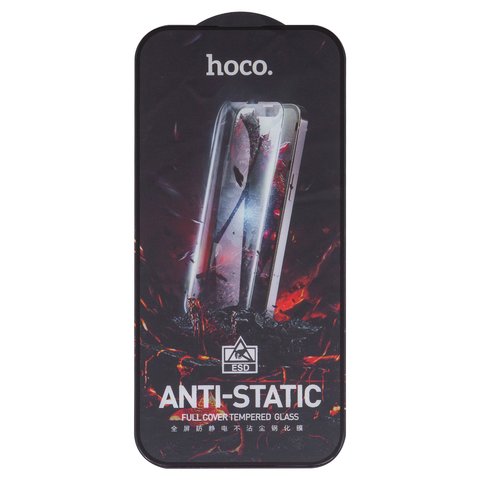 Защитное стекло Hoco G10 для Apple iPhone 14 Pro, Full Glue, Anti Static, без упаковки , черный, cлой клея нанесен по всей поверхности