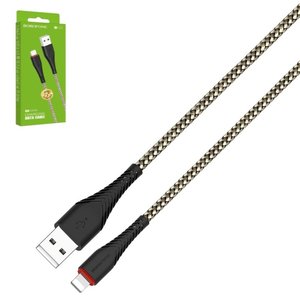 USB кабель Borofone BX25, USB тип A, Lightning, 100 см, 2,4 А, чорний, #6931474703453