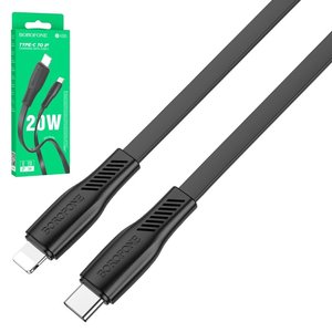 USB кабель Borofone BX85, USB тип C, Lightning, 100 см, 20 Вт, 3 A, чорний, PD, #6974443387056