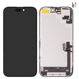 Дисплей для iPhone 16, черный, с рамкой, HC, без микросхемы, AMOLED , DD OLED soft