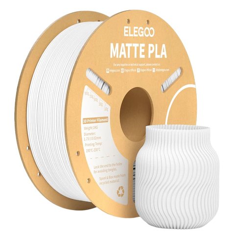 Филамент ELEGOO PLA MATTE, матово белый matte white , 1 кг